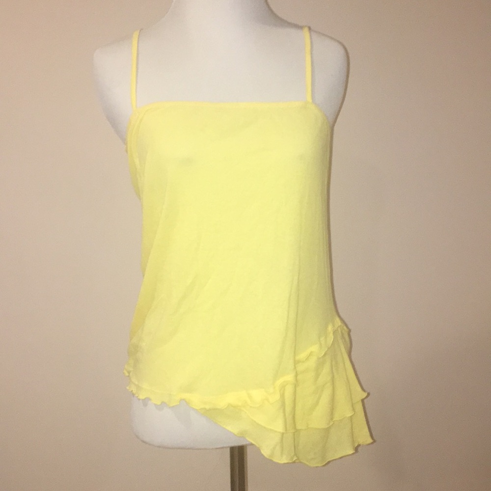 Vintage DKNY yellow tank with ruffles
